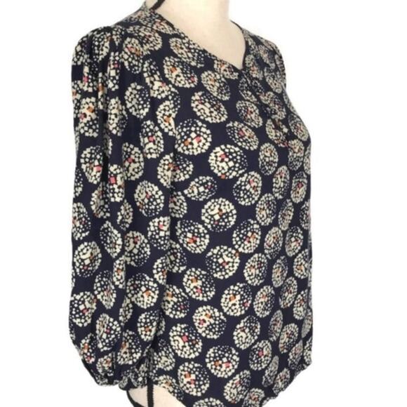 ANTHROPOLOGIE Maeve Blouse Navy Confetti Ball Button Down Top 24361206 Sz 0 - Picture 2 of 8